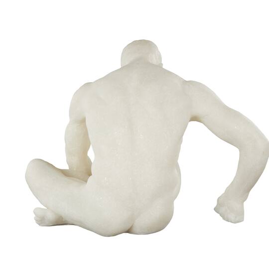 10" White Polystone Decorative Sitting Human Sculpture